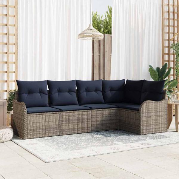 ARDEBO.de - Gartensofa-set Grau Poly-Rattan