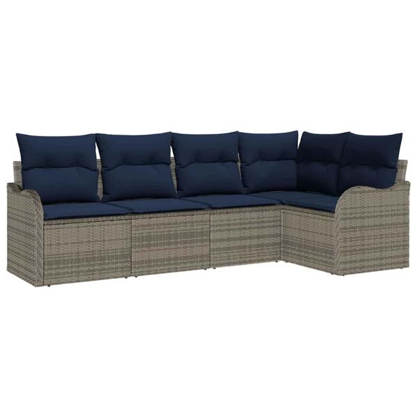 Gartensofa-set Grau Poly-Rattan