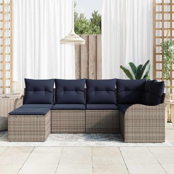 Gartensofa-set Grau Poly-Rattan