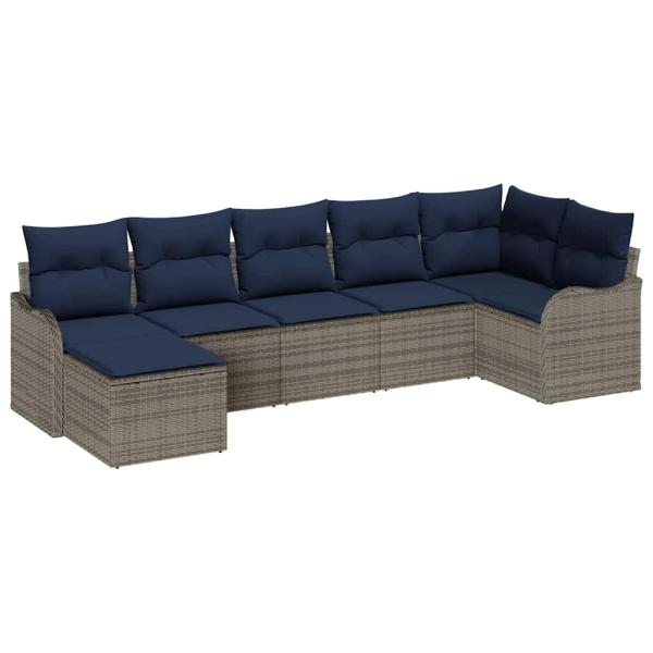 Gartensofa-set 7 stk. Grau Poly-Rattan
