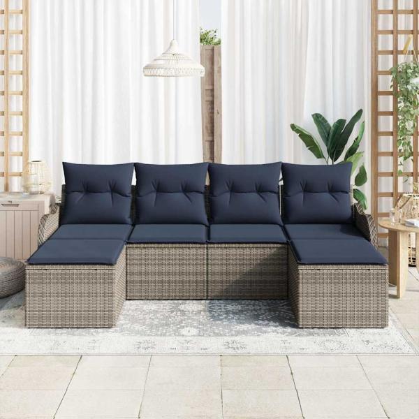 Sofa Set 6 stk. Grau Polyester