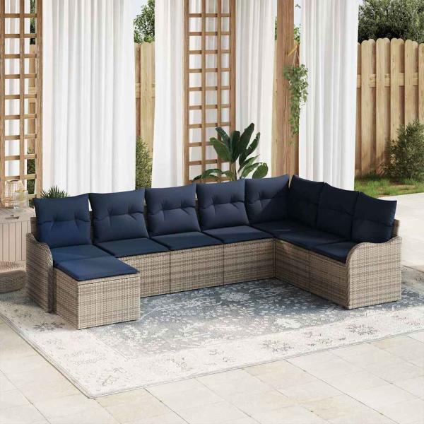 ARDEBO.de - Gartensofa-set Grau Poly-Rattan