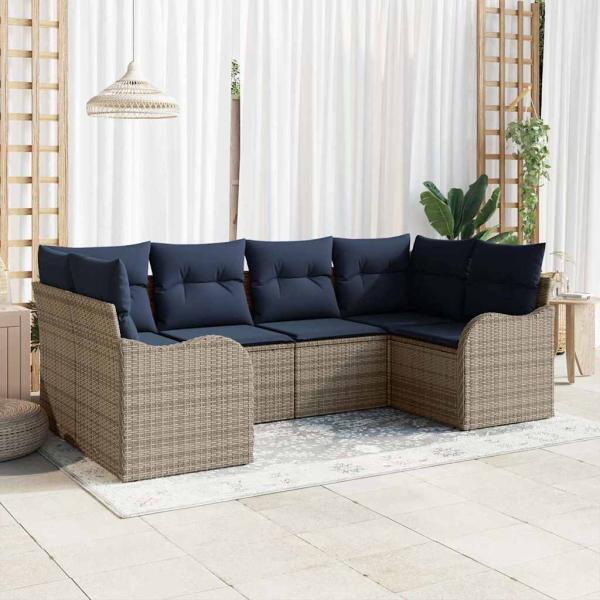 ARDEBO.de - Sofa Set 6 stk. Grau [Synthetisch]: Poly Rattan