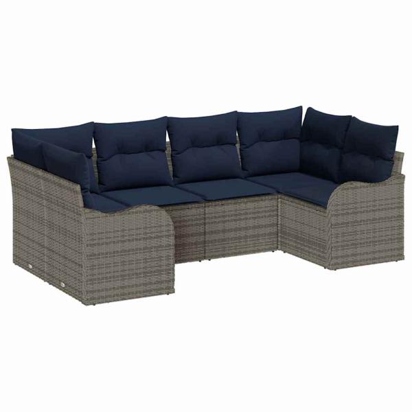 Sofa Set 6 stk. Grau [Synthetisch]: Poly Rattan