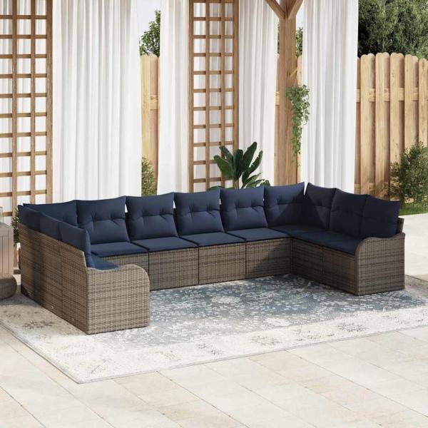 ARDEBO.de - Sofa Set 10 stk. Grau Polyester