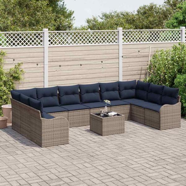 Sofa Set 11 stk. Grau Polyester