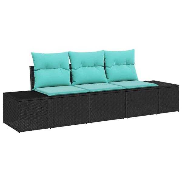 Sofa Set 3 stk. Schwarz [Synthetisch]: Poly Rattan