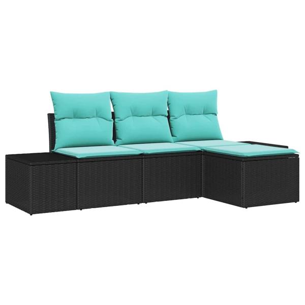 Sofa Set 4 stk. Schwarz [Synthetisch]: Poly Rattan