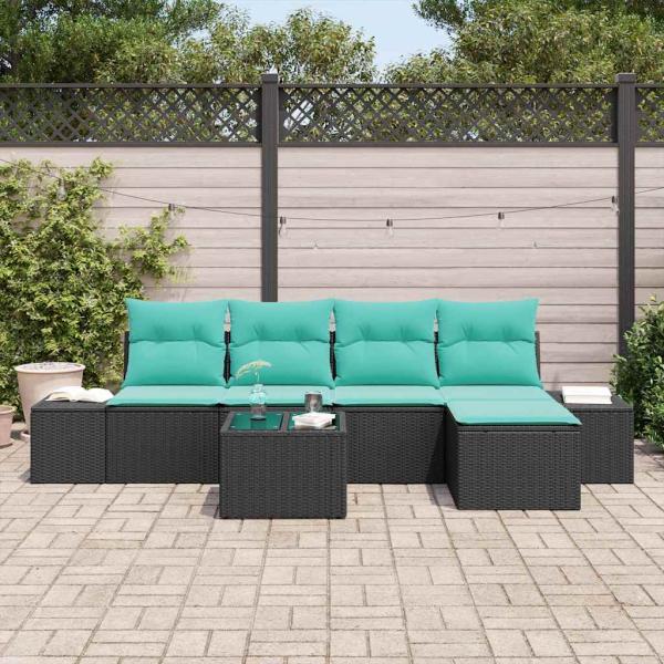 Sofa Set 6 stk. Schwarz [Synthetisch]: Poly Rattan