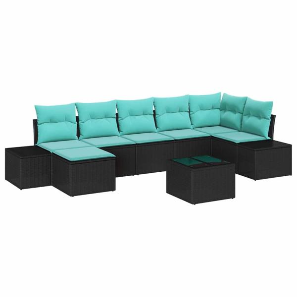 Gartensofa-set 8 stk. Schwarz Poly-Rattan