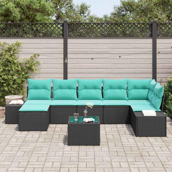 Gartensofa-set 8 stk. Schwarz Poly-Rattan