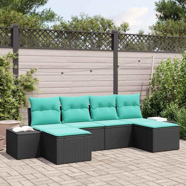ARDEBO.de - Gartensofa-set 6 stk. Schwarz Poly-Rattan