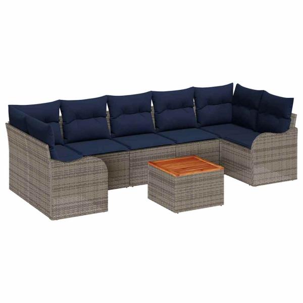 Gartensofa-set 8 stk. Grau Poly-Rattan