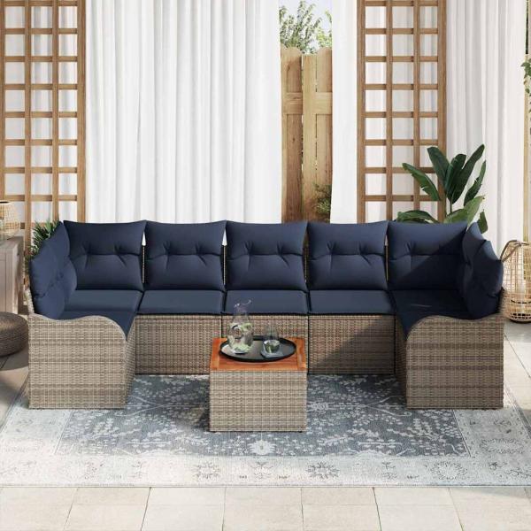 Gartensofa-set 8 stk. Grau Poly-Rattan