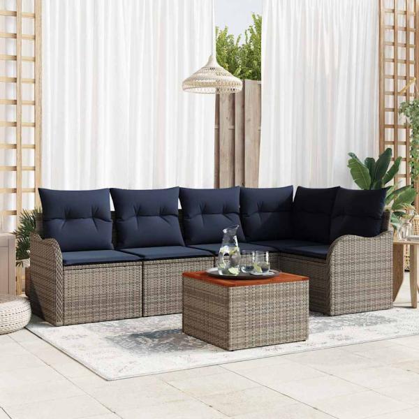 ARDEBO.de - Gartensofa-set 6 stk. Grau Poly-Rattan