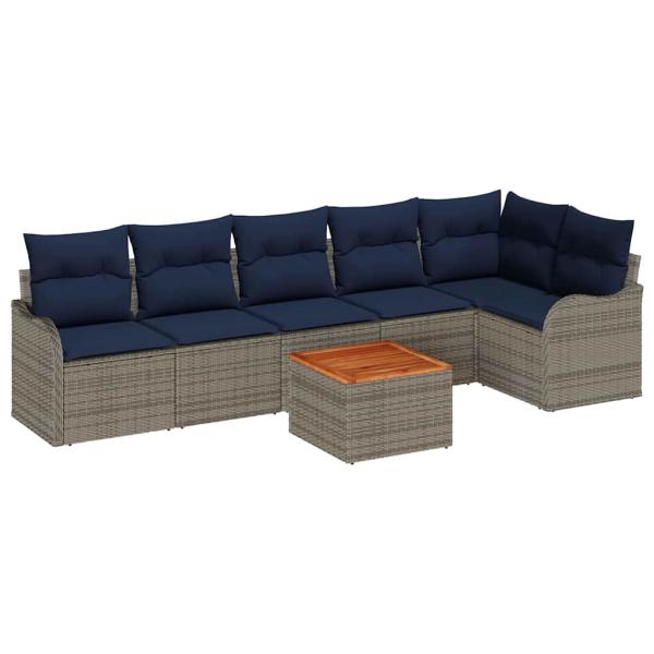 Gartensofa-set 7 stk. Grau Poly-Rattan