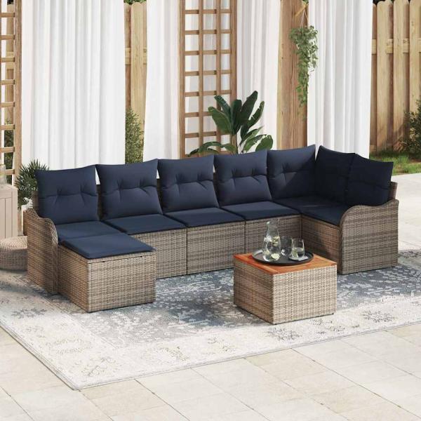 ARDEBO.de - Gartensofa-set 8 stk. Grau Poly-Rattan