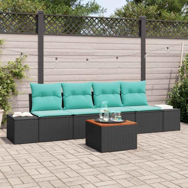ARDEBO.de - Gartensofa-set 5 stk. Schwarz Poly-Rattan