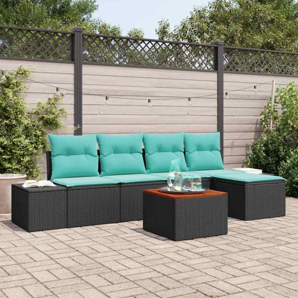 ARDEBO.de - Gartensofa-set 6 stk. Schwarz Poly-Rattan