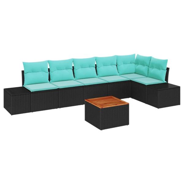 Gartensofa-set 7 stk. Schwarz Poly-Rattan