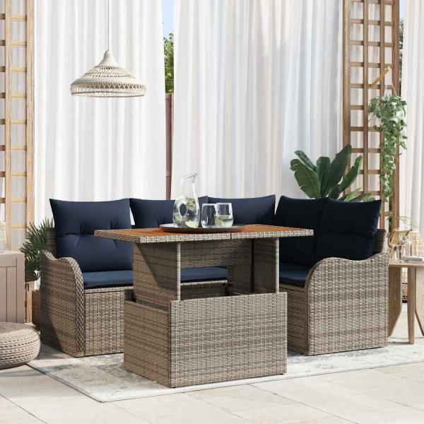 ARDEBO.de - Gartensofa-set 5 stk. 4-Sitzanzahl Grau und Marineblau