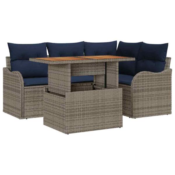 Gartensofa-set 5 stk. 4-Sitzanzahl Grau und Marineblau