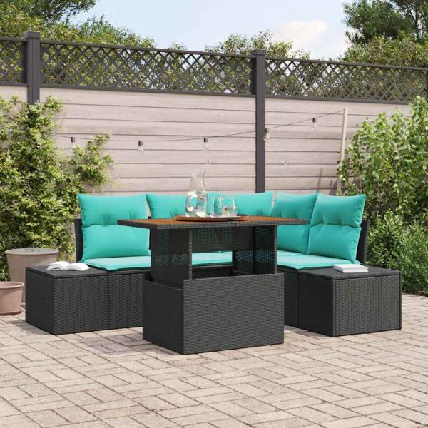 ARDEBO.de - Gartensofa-set 5 Stk. 4-Sitzanzahl Schwarz Poly-Rattan