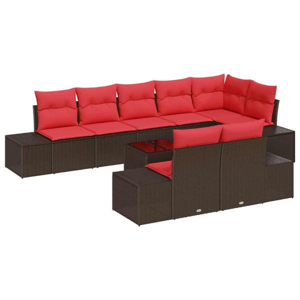 Gartensofa-set mit Speicher Braun und Rot Poly Rattan