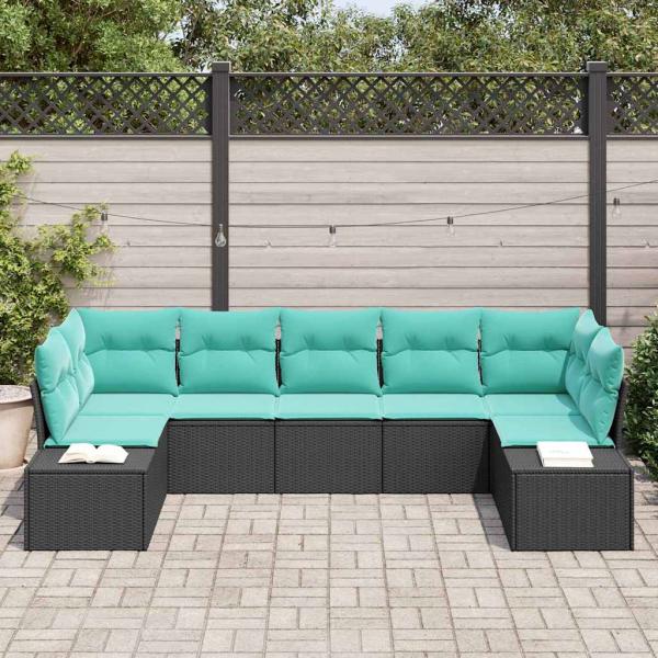 Gartensofa-set 7 stk. 7-Sitzanzahl Schwarz und Türkis