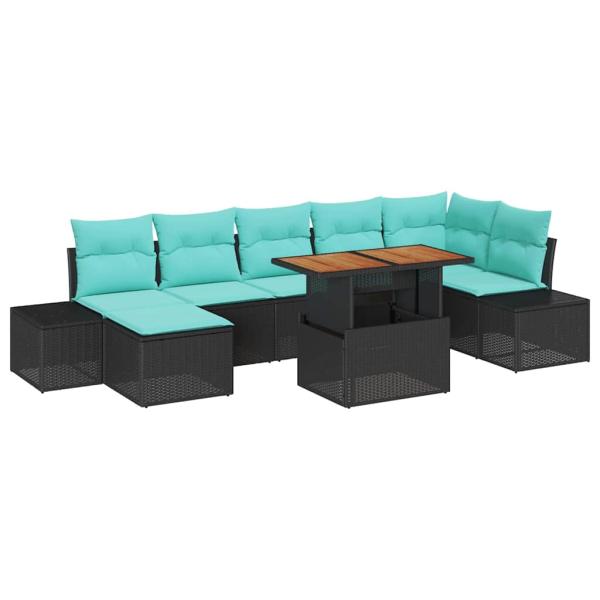 Garten-Sofa-Set 8 stk. Schwarz Poly Rattan