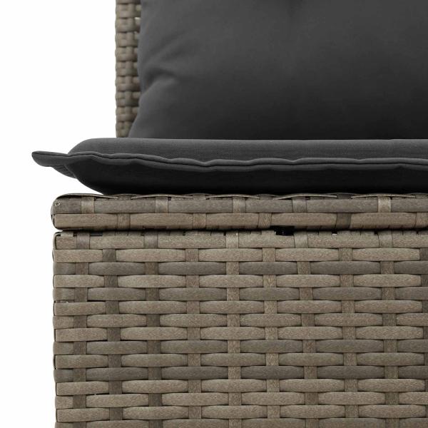 Sofa Set mit Kissen mit Speicher Grau Poly-Rattan