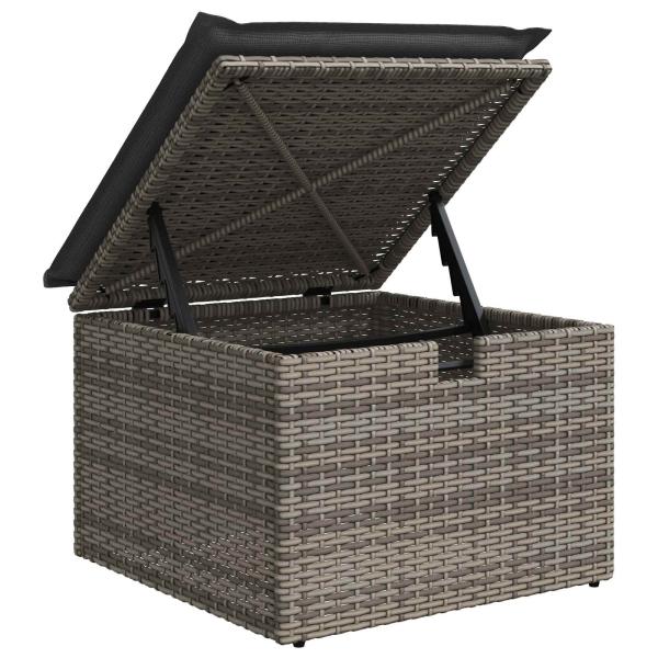 Sofa Set mit Kissen mit Speicher Grau Poly-Rattan