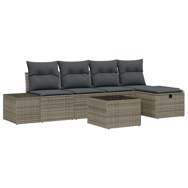 Gartensofa-set 6 stk. Grau Poly-Rattan