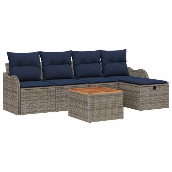Gartensofa-set 6 stk. Grau Poly-Rattan