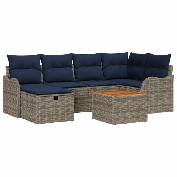 Gartensofa-set 7 stk. Grau Poly-Rattan