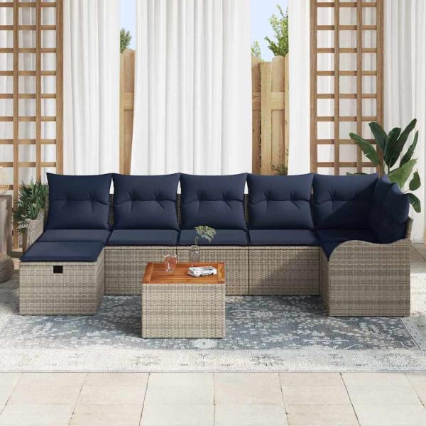 Gartensofa-set 8 stk. Grau Poly-Rattan