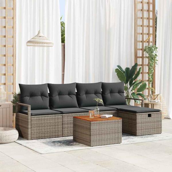 ARDEBO.de - Gartensofa-set 6 stk. Grau Poly-Rattan