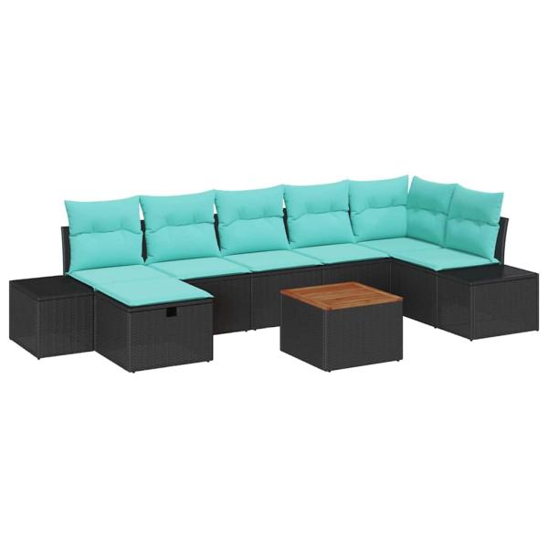 Gartensofa-set 8 stk. Schwarz Poly-Rattan