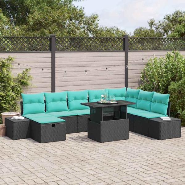 ARDEBO.de - Gartensofa-set 9 stk. Poly-Rattan