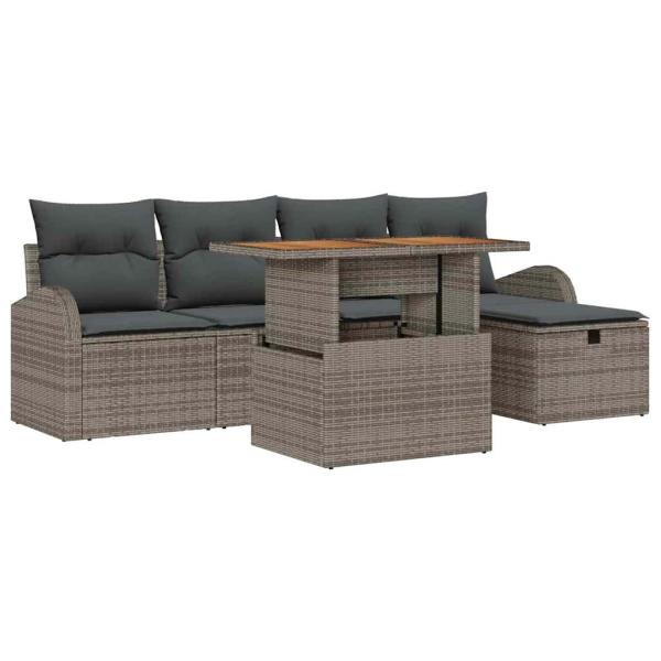 Gartensofa-set 6 stk. Grau Poly-Rattan