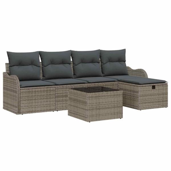 Gartensofa-set 6 stk. Poly Rattan
