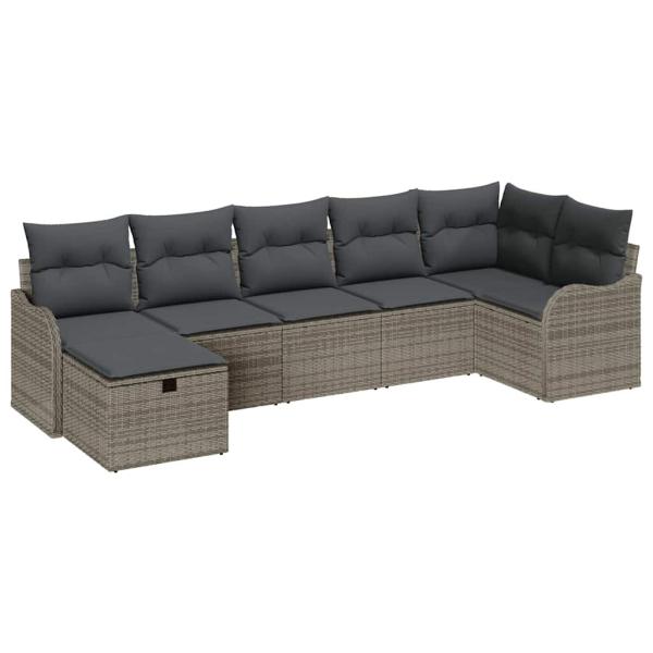 Gartensofa-set 7 stk. Poly Rattan