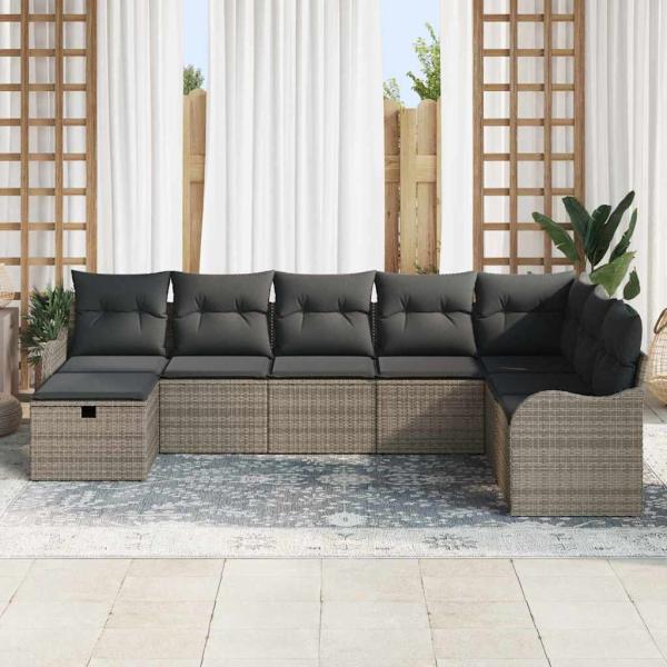 Gartensofa-set 8 stk. Grau Poly-Rattan