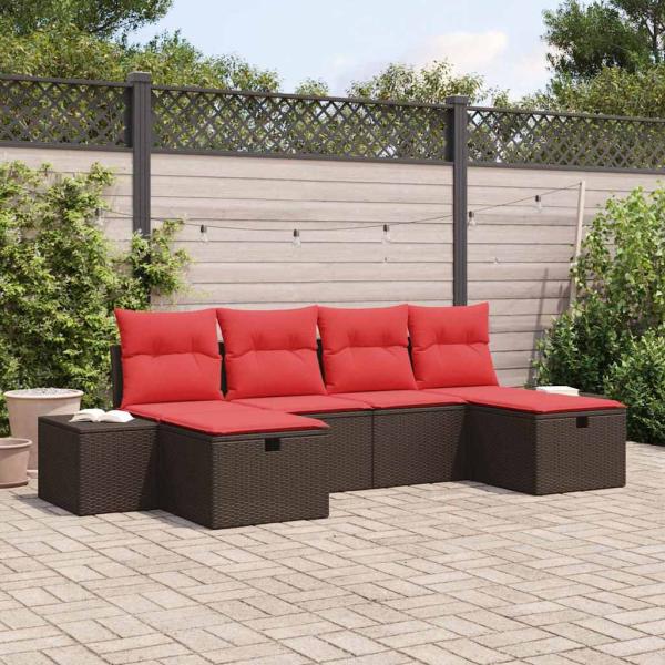 ARDEBO.de - Gartensofa-set 6 stk. Braun Poly-Rattan