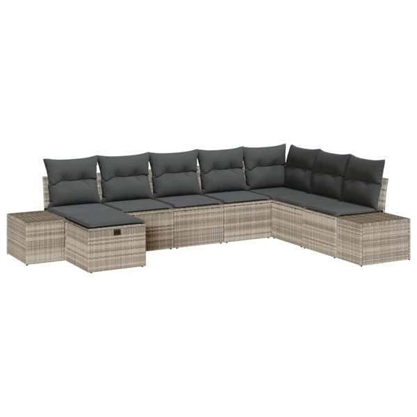 Gartensofa-set 8 stk. Hellgrau Poly-Rattan