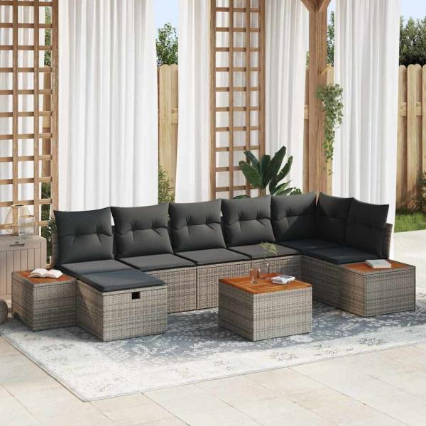 ARDEBO.de - Gartensofa-set 8 stk. Grau Poly-Rattan
