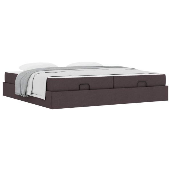 Bettgestell mit Matratze 2 Stk. Hellbraun Stoff