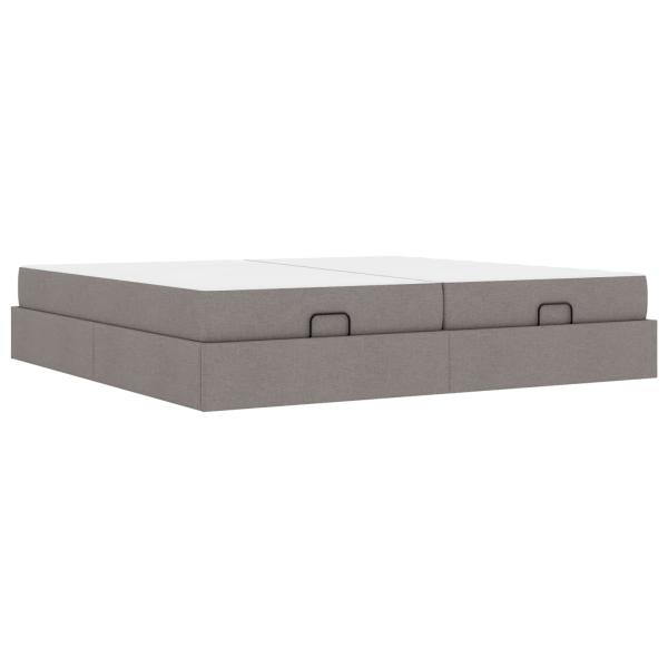 Bettgestell mit Matratze 2 Stk. Taupe Stoff