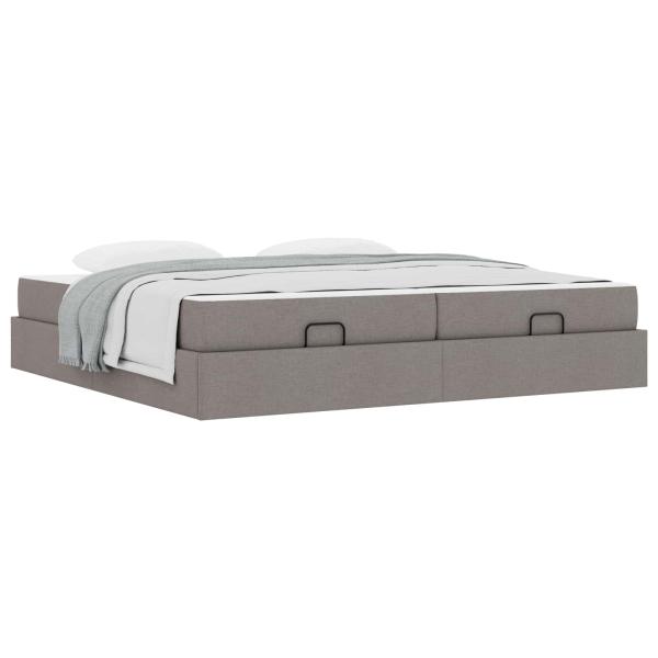 Bettgestell mit Matratze 2 Stk. Taupe Stoff