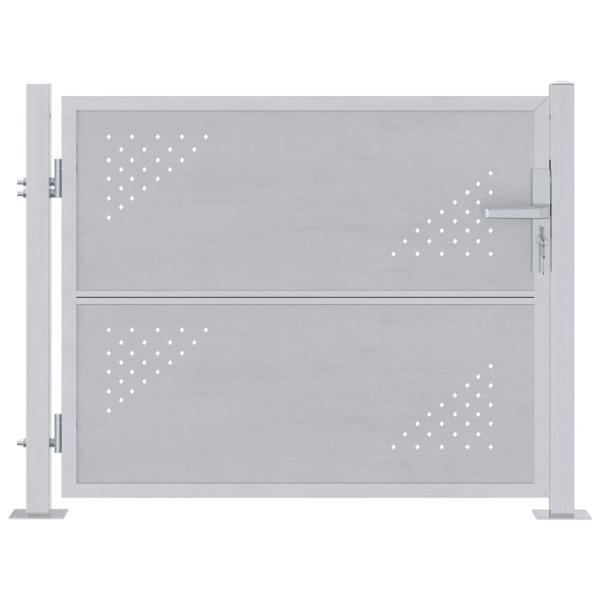 Gartentor mit Schloss Silber 85 x 70 cm Edelstahl